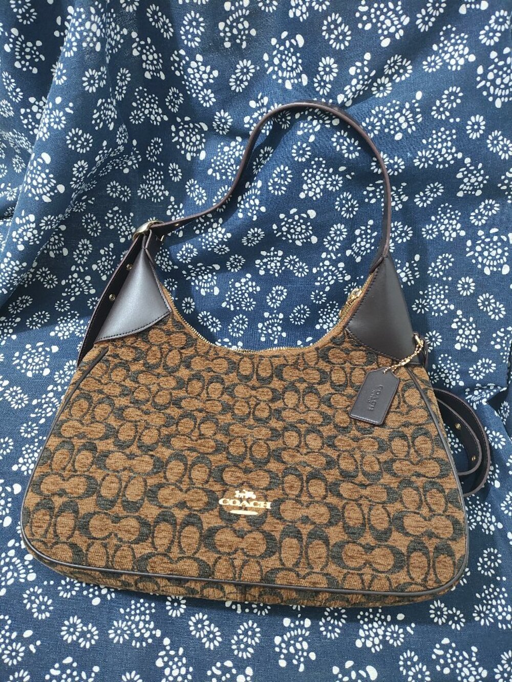 Coach Adjustable Strap Signature Jacquard Hobo Bag
